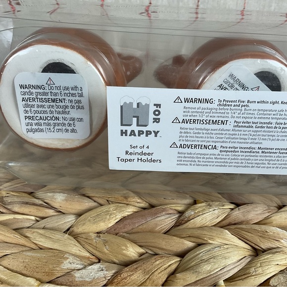 “H for Happy" SET OF 4 Ceramic Reindeer Taper Candle Holders New Holiday Deco - Picture 15 of 15